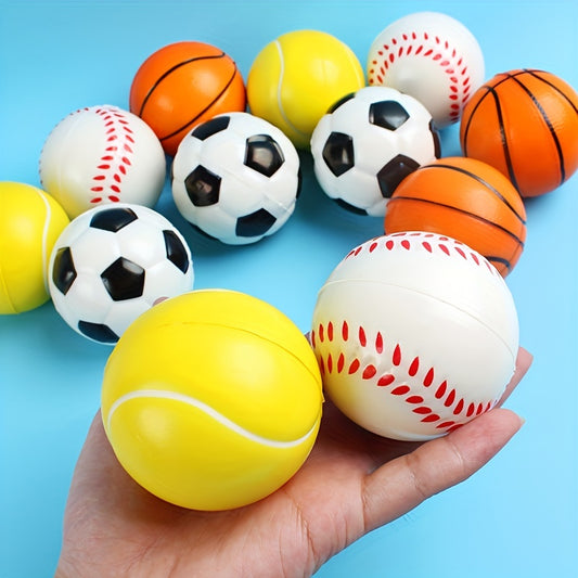 12pcs WEIFF Mini Sports Balls - Vibrant Basketball, Baseball, Soccer & Tennis Stress Balls for Youngsters | Ideal for Party Favors & Decorations, Ball Toys