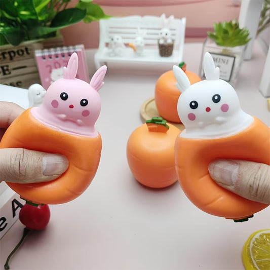 2pcs Carrot Squeeze Toys - Bunny Toy, Carrot Rabbit Squeeze Stress Ball, Party Gift, Halloween Goodie Bag Stuffing, Birthday, Christmas Gift