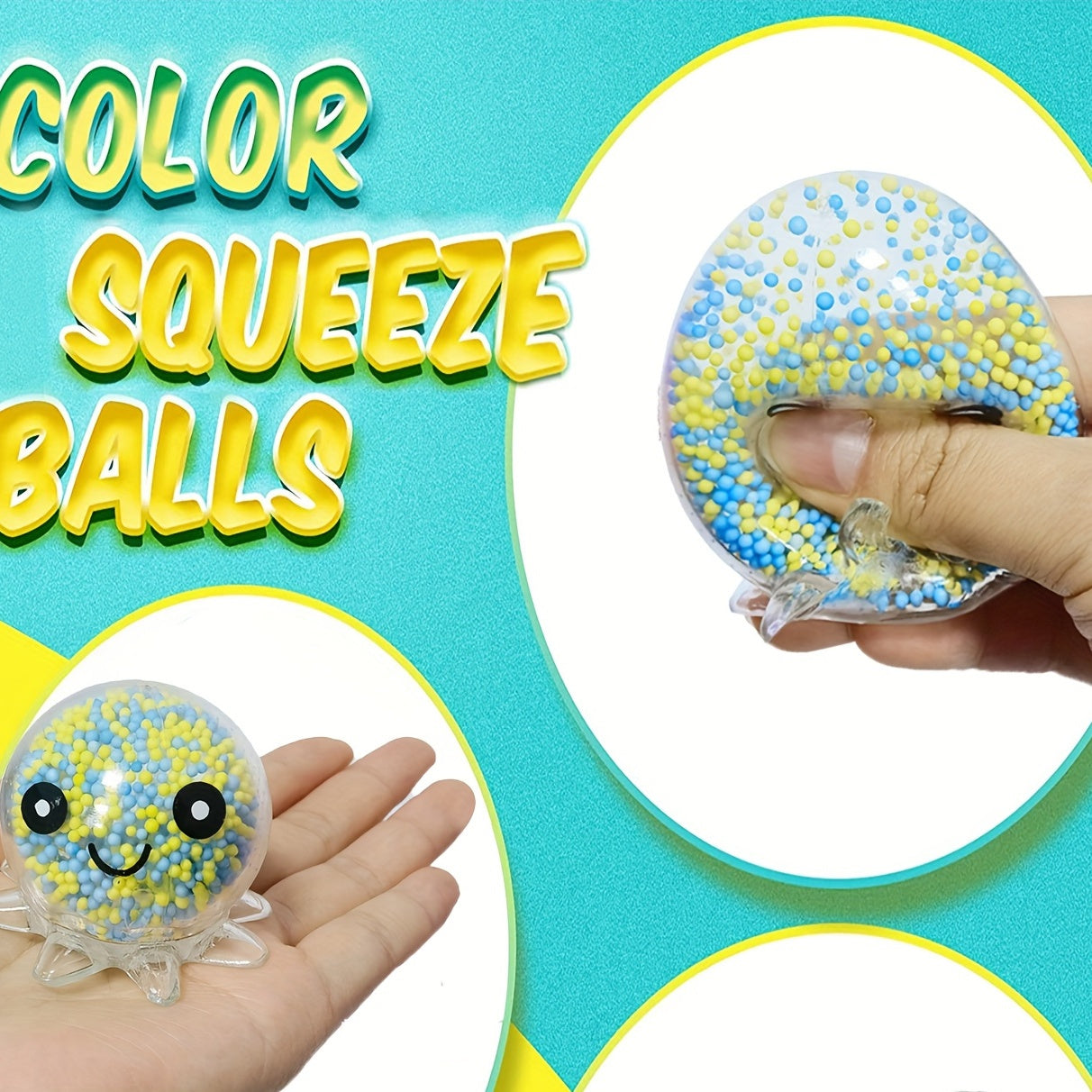 4pcs of Fidget Toys for Kids And Adults - Wet Balls, Stress Balls, And Octopus Squeeze Balls! Gifts for Christmas, Halloween, And Thanksgiving.
