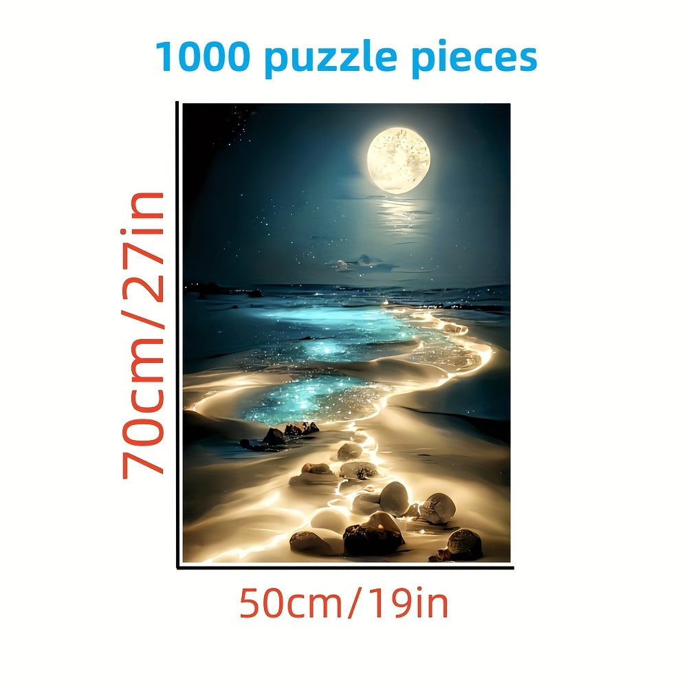1000pcs Moonlight Beach Puzzles for Adults, Birthday, Halloween, Thanksgiving, Easter Gift