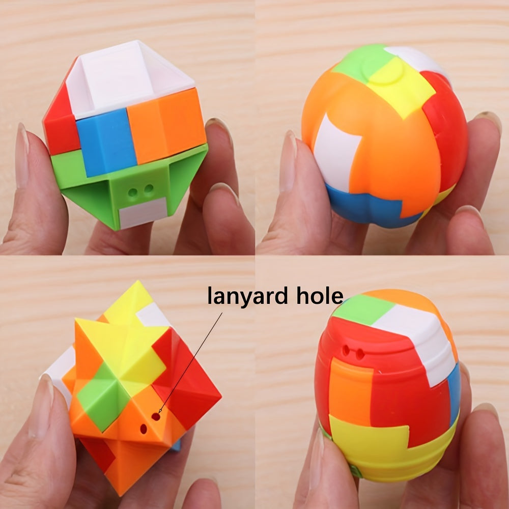 10-Piece Challenging Mind Games Puzzle Set - Durable Plastic Interlocks for IQ Boost & Logic Practice - Fun Fidget Toy with Exciting Random Designs for Pastime