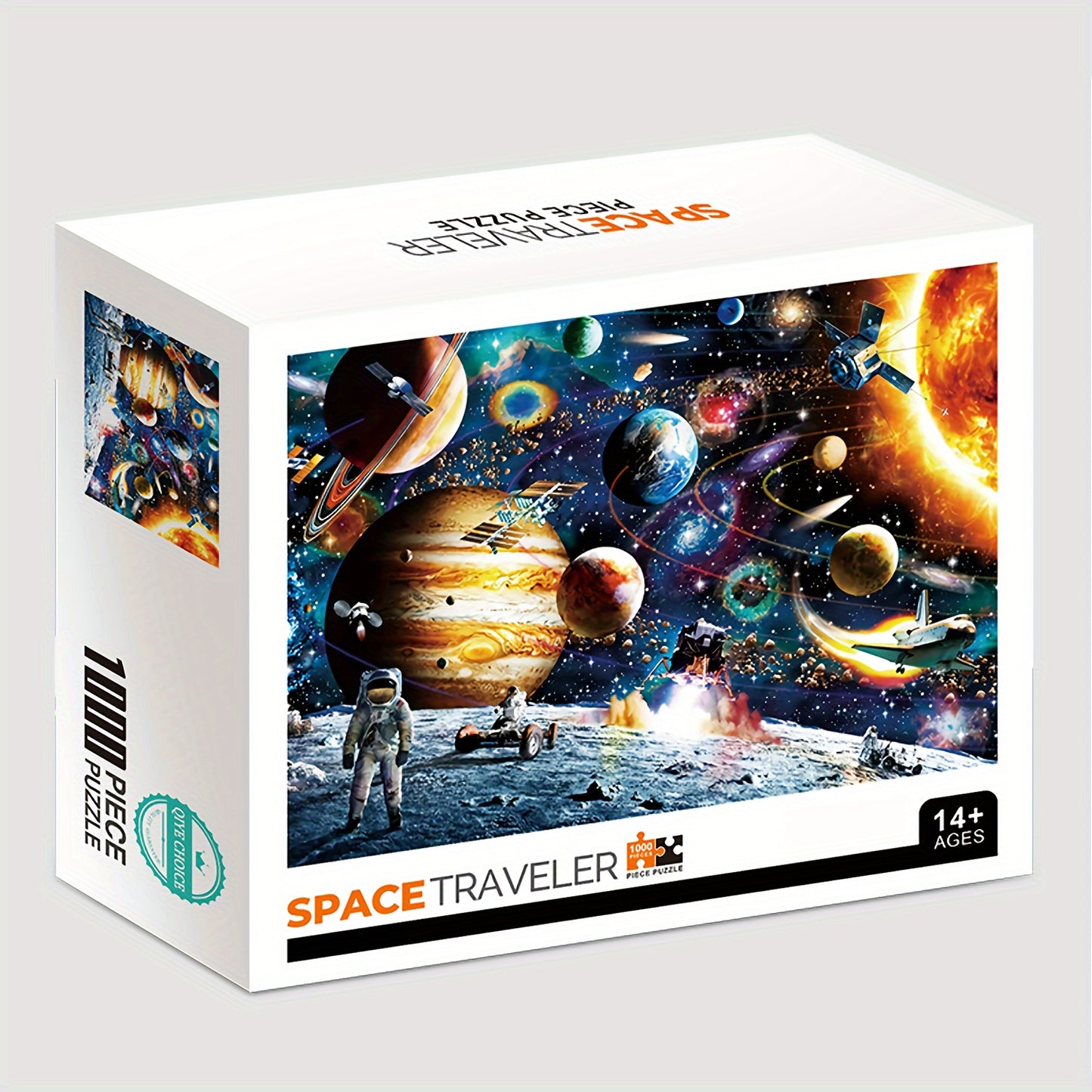 1000pcs Space Traveler Jigsaw Puzzle – Vibrant Outer Space Scene with Planets, Stars, and Astronaut – Thick & Durable Seamless Design for Adults – Perfect Gift for Birthdays, Holidays, and Special Occasions, Space Party Decorations