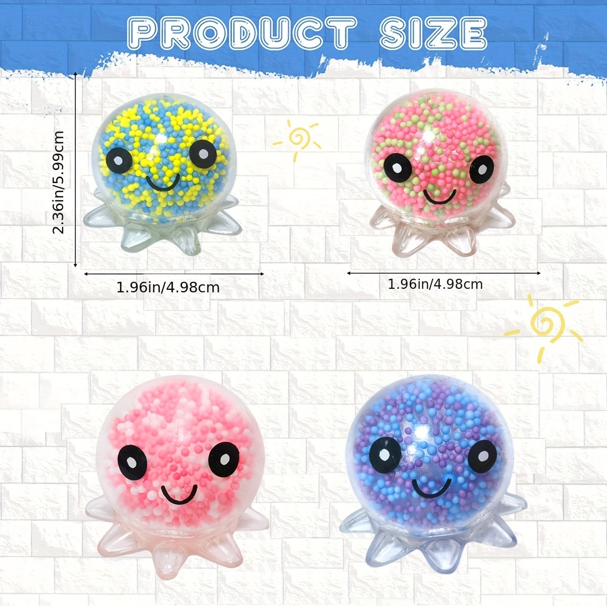 4pcs of Fidget Toys for Kids And Adults - Wet Balls, Stress Balls, And Octopus Squeeze Balls! Gifts for Christmas, Halloween, And Thanksgiving.