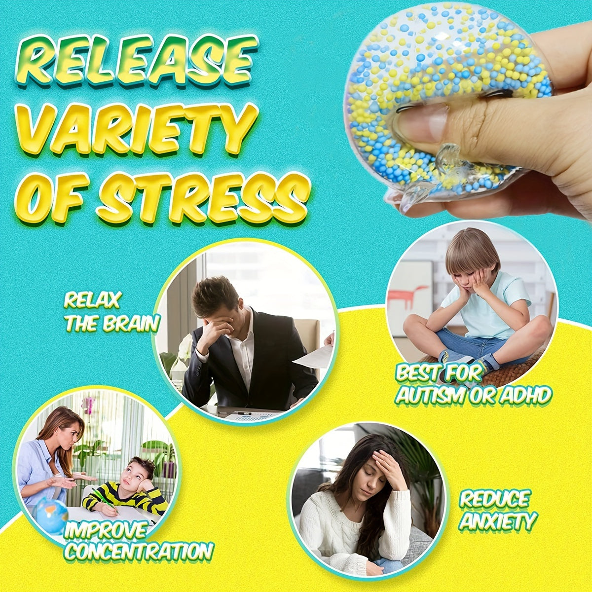 4pcs of Fidget Toys for Kids And Adults - Wet Balls, Stress Balls, And Octopus Squeeze Balls! Gifts for Christmas, Halloween, And Thanksgiving.