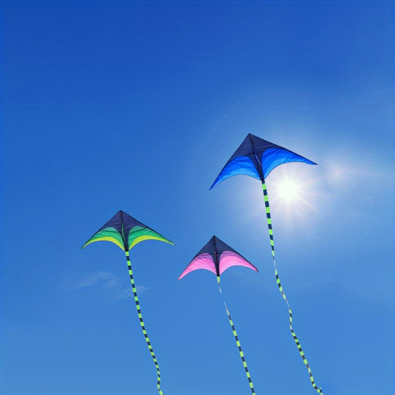 2pcs Extra Large Long Tail Prairie Kites - Vibrant Blue & Black Premium Polyester, Easy to Fly for Beginners, Family Beach & Park Outdoor Activities, Includes 328ft Line & Handle, Perfect Birthday Gift for family